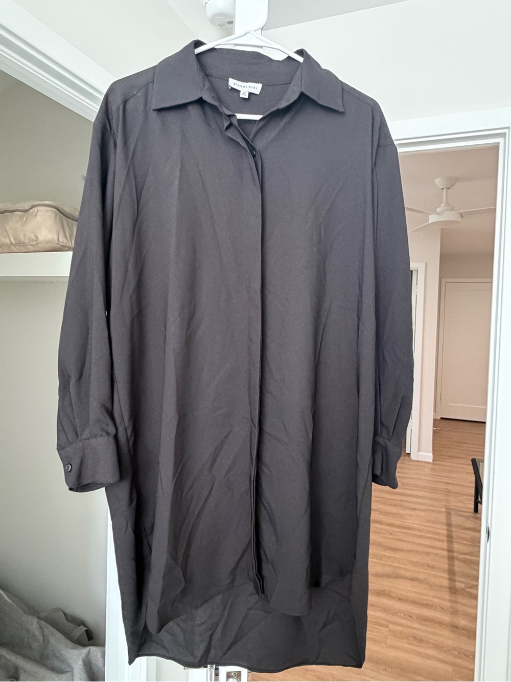Gianni Bini Long Sleeve Shirt Dress in Charcoal